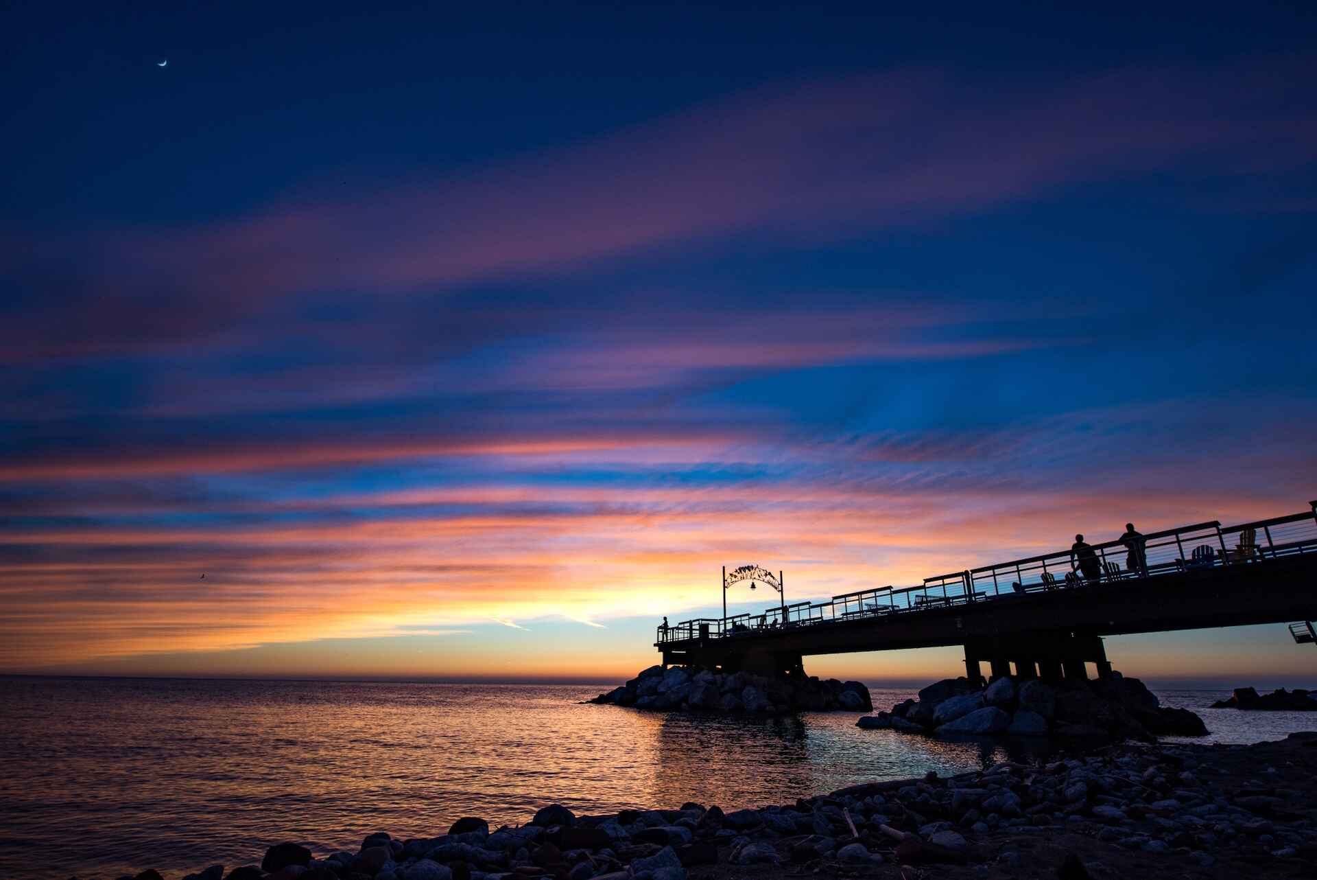A doc with a sunset