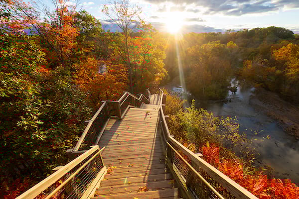 Fort Hill Stairs in Rocky River during peak Fall season