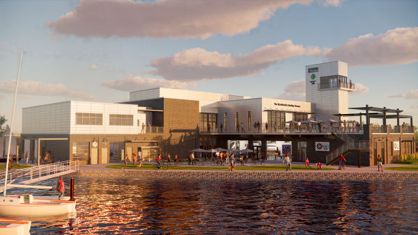 Conceptual Rendering of Patrick S. Parker Community Sailing Center view from Lake Erie