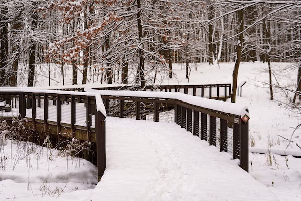 Photo of snowy path in West Creek Reservation