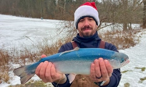 Man holding rainbow trout