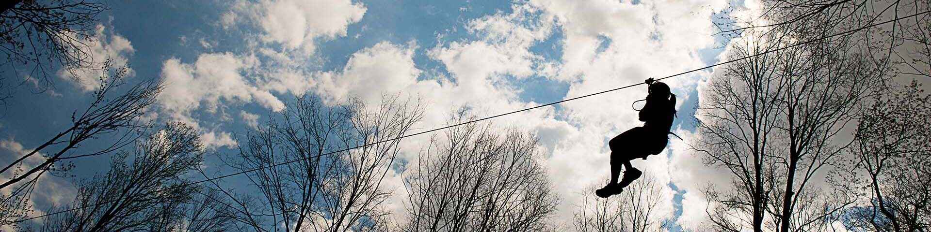 Person zip lining