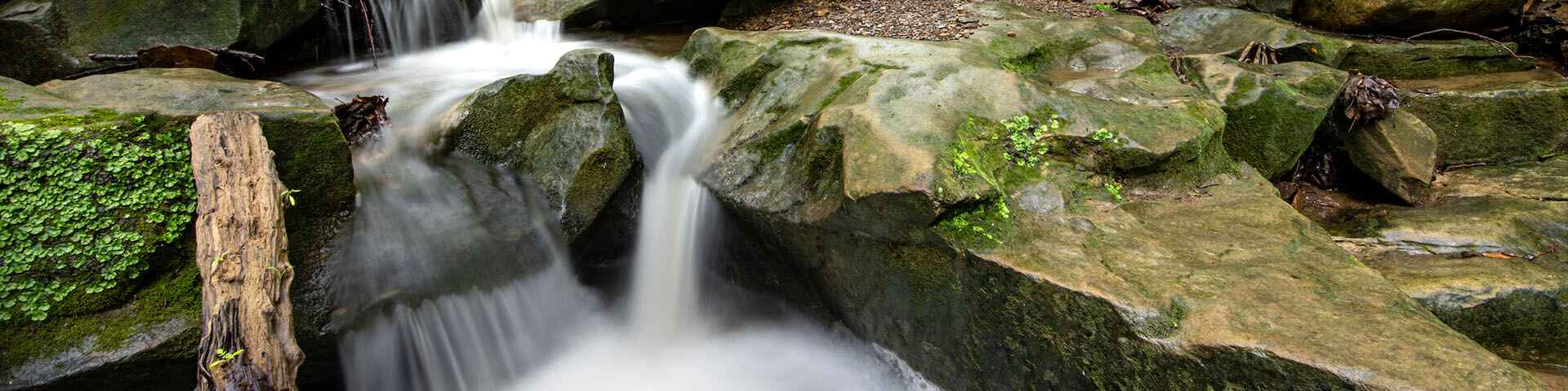 Water falling through rocks
