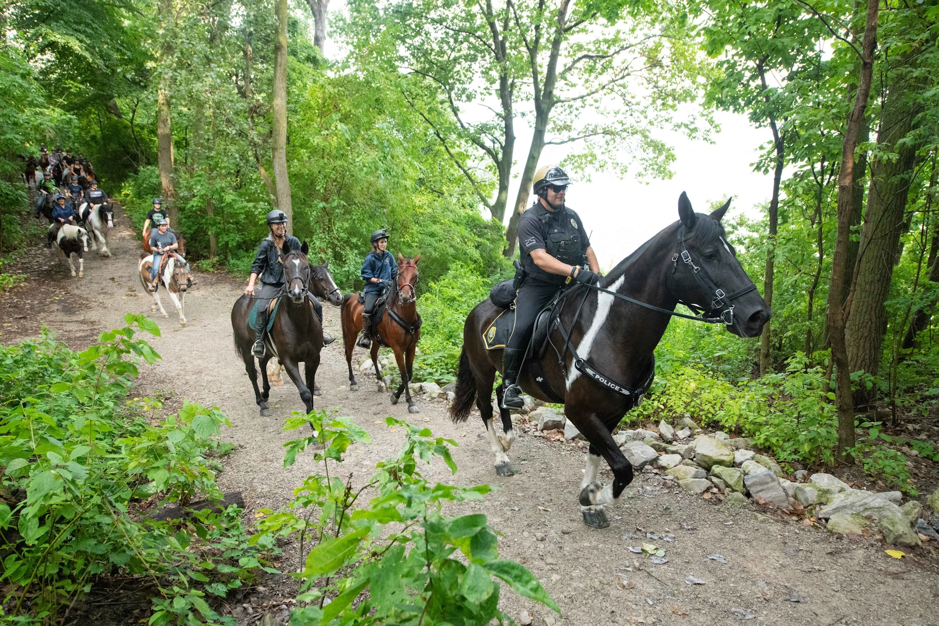 People riding horses