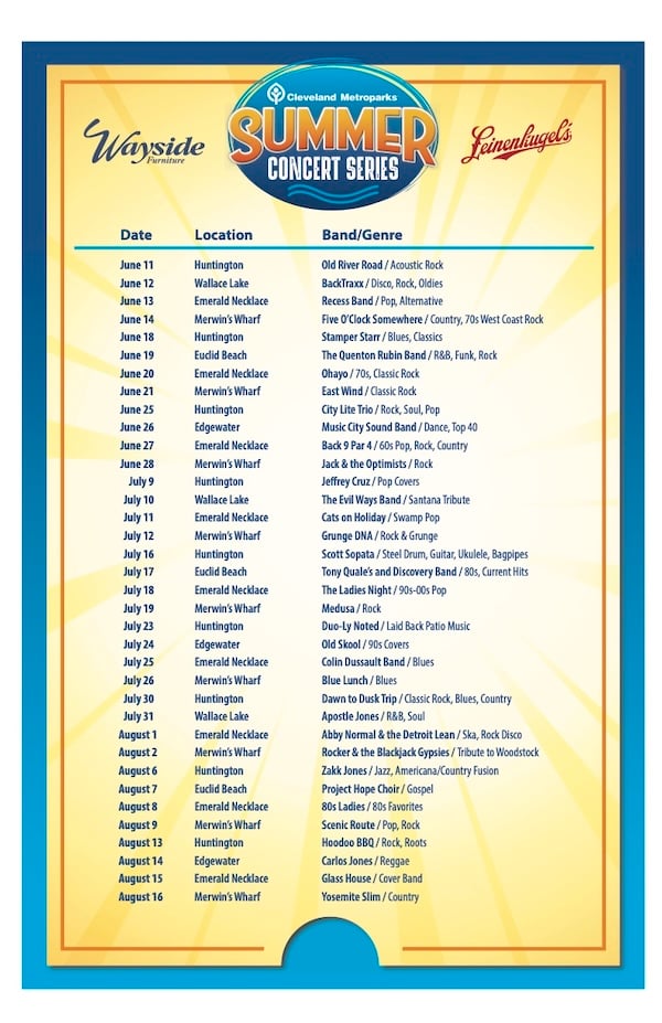 summer concert series line-up and schedule