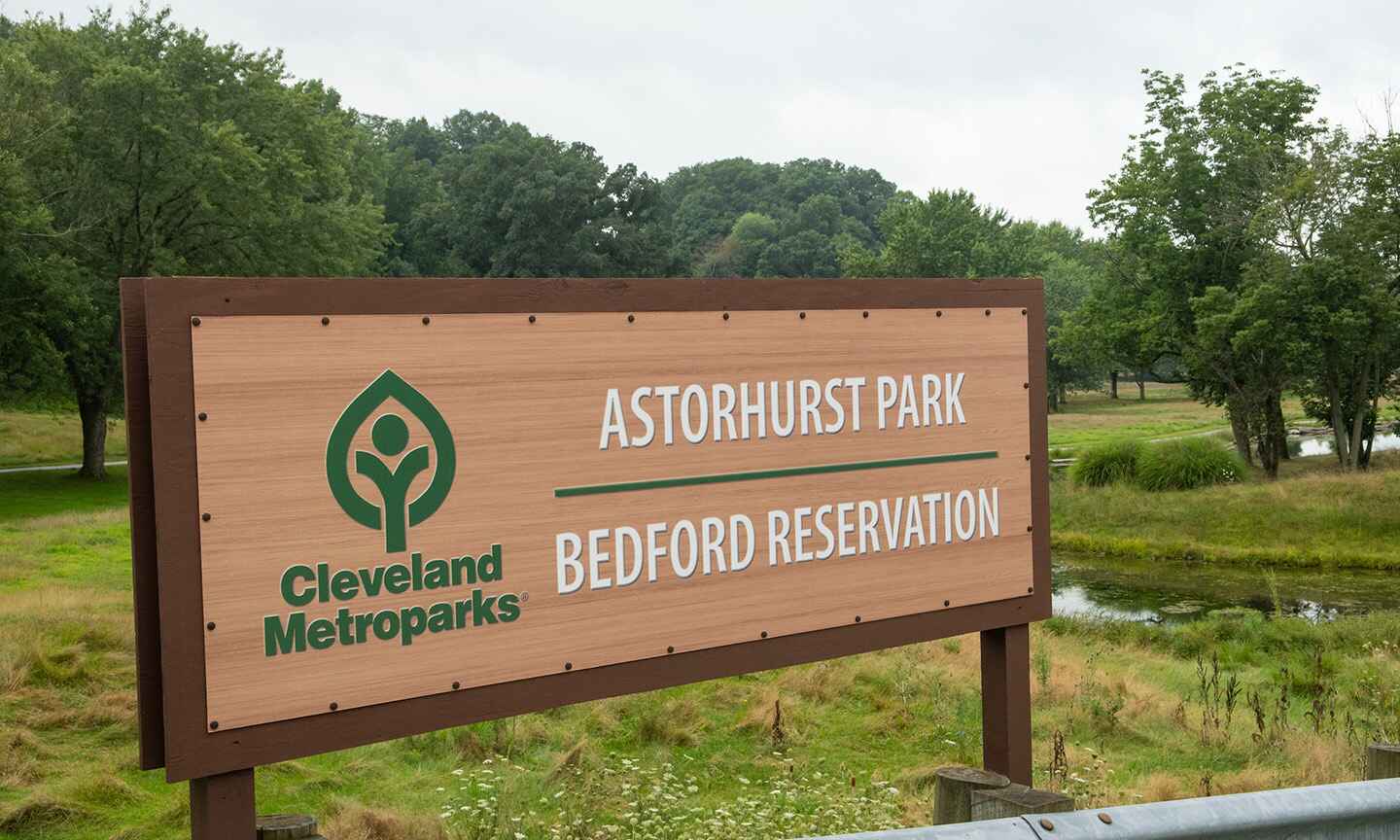 A sign in the park
