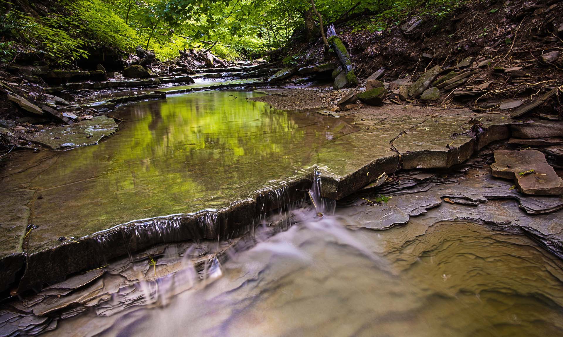 Water flowing over rocks