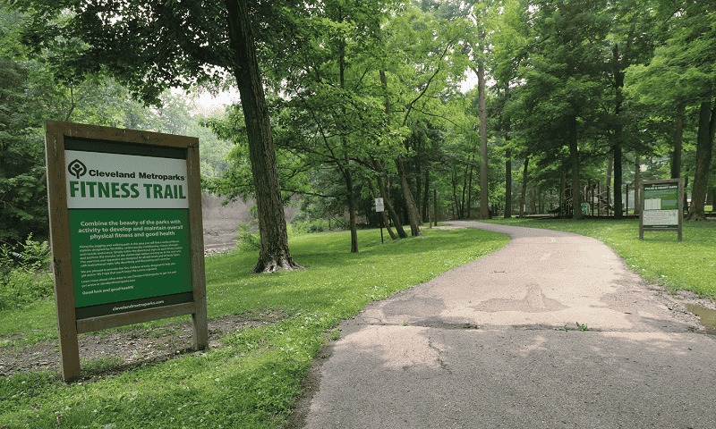 Trail with two informational signs