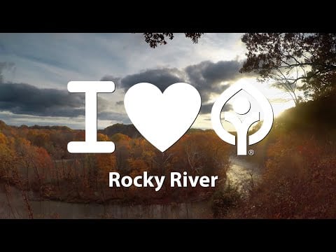 I heart cleveland metroparks symbol over a river